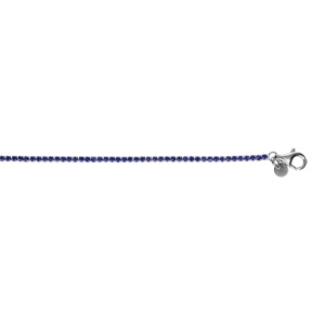 Bracelet en argent rhodi rivire d\'oxydes bleu fonc sertis diamtre 2.5mm longueur 16+3cm - Vue 1