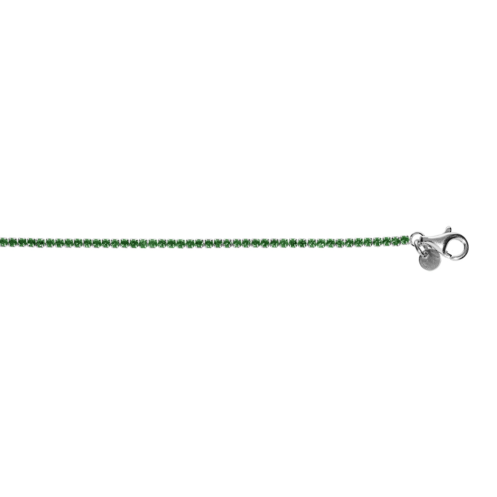 Bracelet en argent rhodi� rivi�re d\'oxydes vert sertis diam�tre 2.5mm longueur 16+3cm - Vue 1