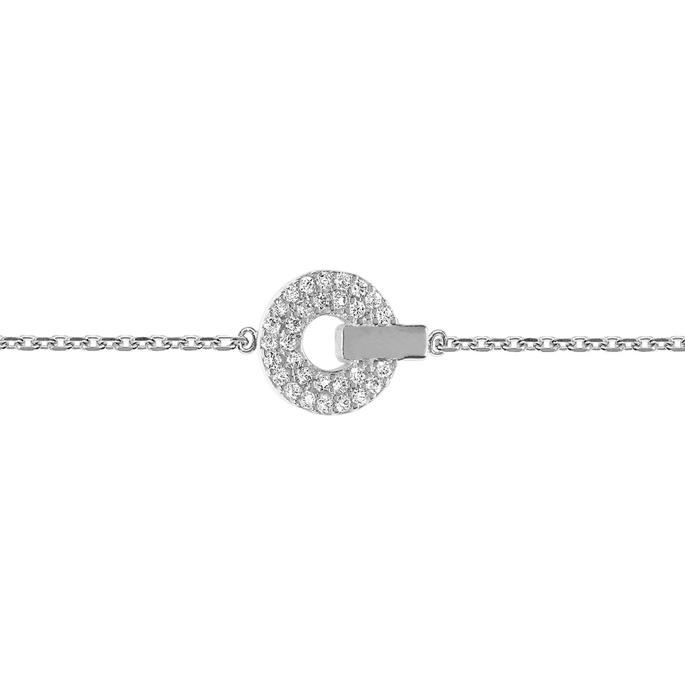 Bracelet en argent rhodi rond oxydes blancs sertis 18cm rglable 16 - Vue 1
