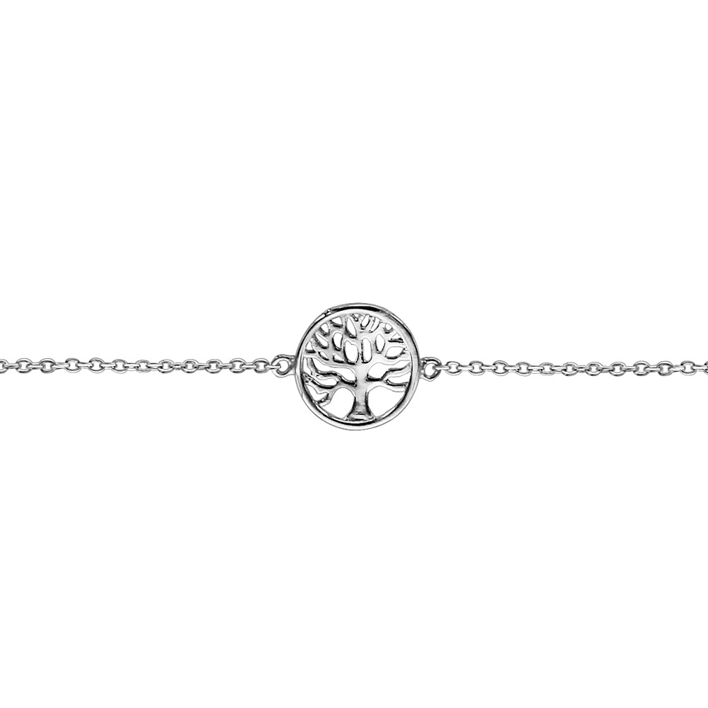 Bracelet en argent rhodi� rondelle arbre de vie ajour� 16cm + 3cm - Vue 1