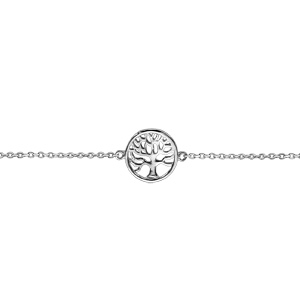 Bracelet en argent rhodi rondelle arbre de vie ajour 16cm + 3cm - Vue 1