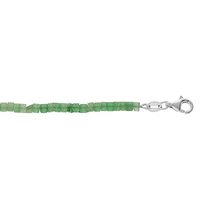 Bracelet en argent rhodi rondelles pierre Jade vert 17+3cm - Vue 1