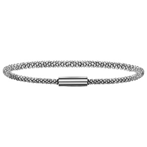 Bracelet en argent rhodi tube maille pop-corn - longueur 18cm - Vue 1