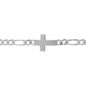 Bracelet en argent satin  1+3 5mm croix plate lisse  - 19cm