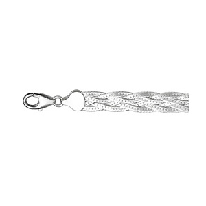 Bracelet en argent tress avec brins ouvrags - longueur 18cm - Vue 1