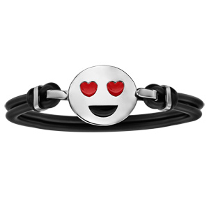 Bracelet en caoutchouc avec smiley en argent \