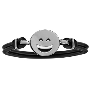 Bracelet en caoutchouc avec smiley en argent \