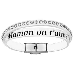 Bracelet en cuir blanc enroulé avec strass et message \