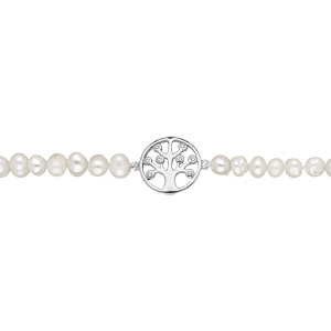 Bracelet en perles d\'eau douce avec arbre de vie en argent rhodi longueur 17+4cm - Vue 1
