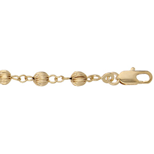 Bracelet en plaqu or avec boules motifs rainurs longueur 17+3cm - Vue 1