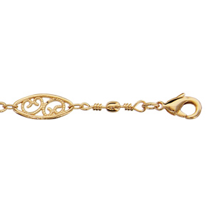 Bracelet en plaqu or avec maillons ovales filigrans - longueur 18,5cm - Vue 1