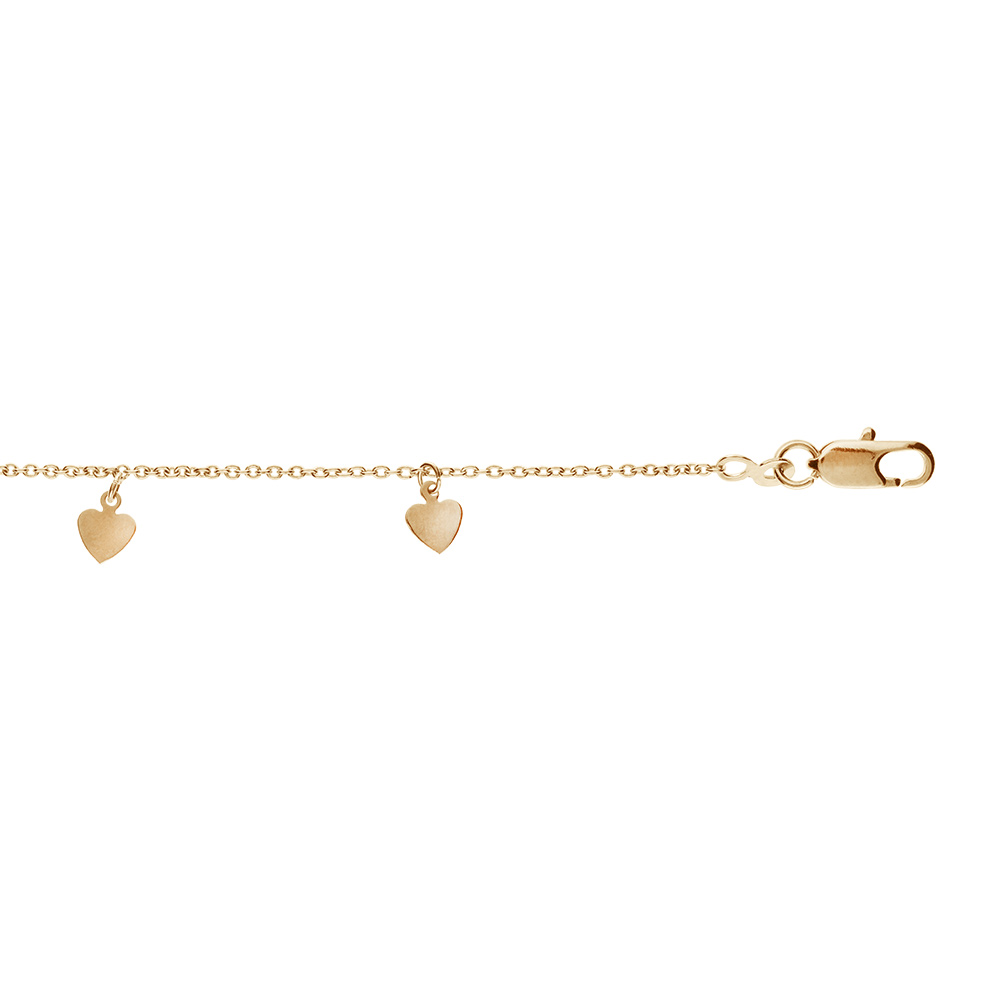 Bracelet en plaqu� or avec pampilles coeurs lisses 16+3cm - Vue 1