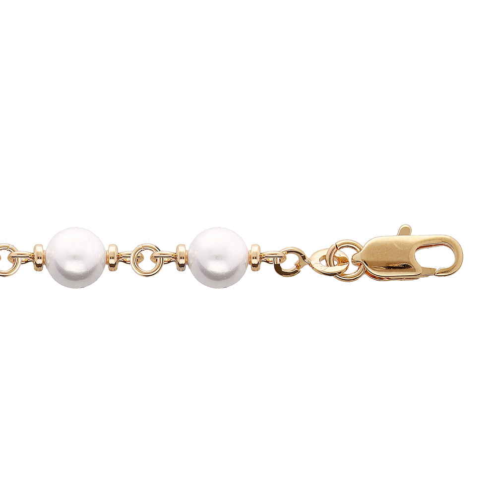 Bracelet en plaqu� or avec perles blanches 16+3cm - Vue 1