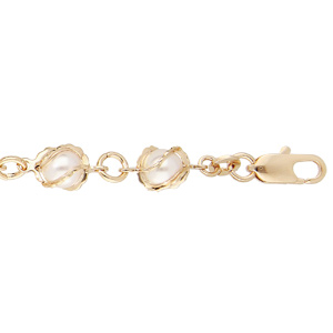 Bracelet en plaqué or avec perles blanches 16+3cm - Vue 1
