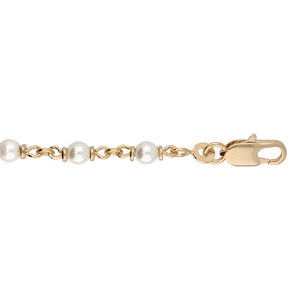 Bracelet en plaqu or avec perles blanches de synthse 16+3cm - Vue 1