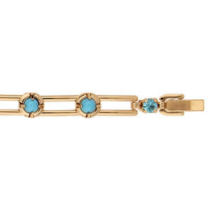 Bracelet en plaqué or avec perles turquoises de synthése 18cm - Vue 1