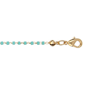 Bracelet en plaqu or boules et cube couleur turquoise 15+3cm - Vue 1