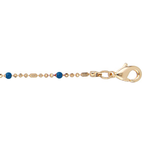 Bracelet en plaqu or boules et perles bleues nuit 15+3cm - Vue 1