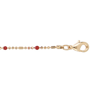 Bracelet en plaqu or boules et perles rouges 15+3cm - Vue 1