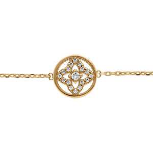 Bracelet en plaqu� or cercle avec tr�fle d'oxydes blancs - 15.5+2.5cm