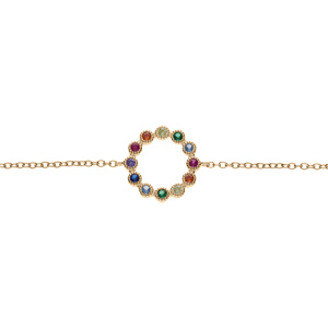 Bracelet en plaqu or cercle oxydes multi couleurs 16+2cm - Vue 1