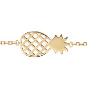 Bracelet en plaqu or chane avec ananas - longueur 16+2cm - Vue 1