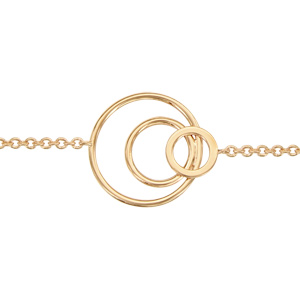 Bracelet en plaqu or chane avec 3 anneaux de taille diffrente au milieu - longueur 16cm + 3cm de rallonge - Vue 1