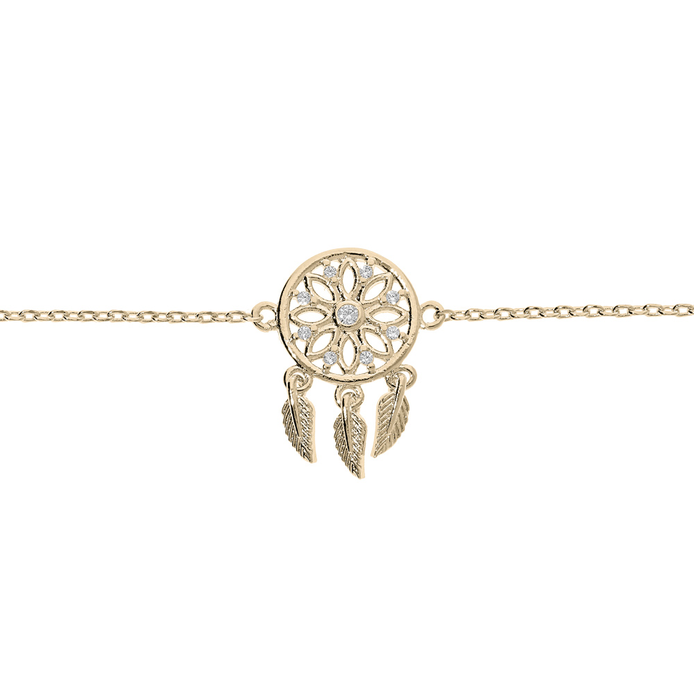 Bracelet en plaqu� or cha�ne avec attrape r�ve 16,5+3cm - Vue 1