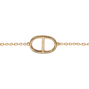 Bracelet en plaqu or chane avec au milieu 1 maille marine lisse - longueur 16cm + 2cm de rallonge - Vue 1