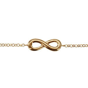 Bracelet en plaqu or chane avec au milieu symbole infini lisse - longueur 16cm + 2cm de rallonge - Vue 1