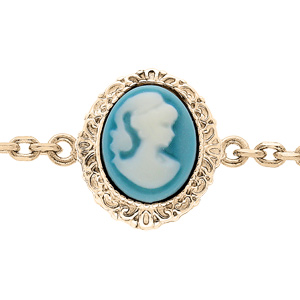 Bracelet en plaqu or chane avec Came bleu 16+3cm - Vue 1