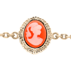 Bracelet en plaqu or chane avec Came rose 16+3cm - Vue 1