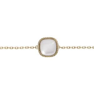 Bracelet en plaqu or chane avec carr Nacre blanche vritable 16+2cm - Vue 1