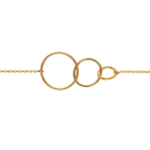 Bracelet en plaqu or chane avec 3 cercles de taille dgrade - longueur 17cm + 2cm de rallonge - Vue 1
