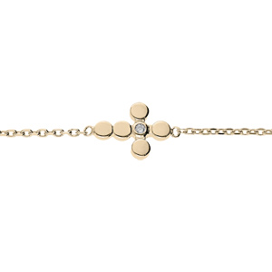 Bracelet en plaqu or chane avec croix 1 oxyde blanc serti 16+2cm - Vue 1