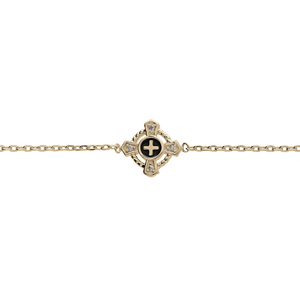 Bracelet en plaqu or chane avec croix oxydes blancs sertis 18cm rglable 16cm - Vue 1