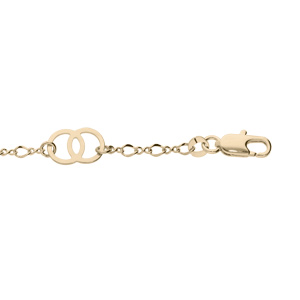 Bracelet en plaqu or chane avec double anneaux 18cm rglable - Vue 1