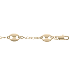 Bracelet en plaqu or chane avec grain de caf 18cm rglable - Vue 1