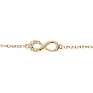 Bracelet en plaqu or chane avec infini et oxydes blancs sertis 15+3cm - Vue 1