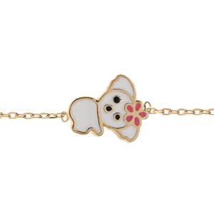 Bracelet en plaqu or chane avec koala blanc 14+2cm - Vue 1