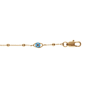 Bracelet en plaqu or chane avec oeil de la chance bleu 16+3cm - Vue 1