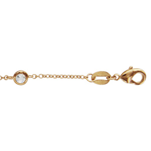 Bracelet en plaqu or chane avec 5 oxydes blancs sertis clos - longueur 16,5cm + 2cm de rallonge - Vue 1