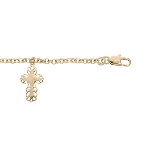 Bracelet en plaqu or chane avec pampille croix 19cm rglable - Vue 1