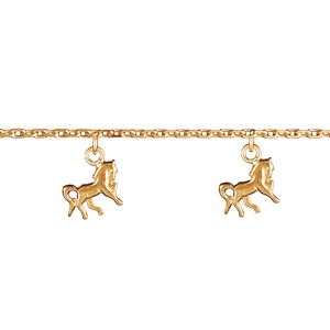 Bracelet en plaqué or chaîne avec pampilles cheval - Vue 1