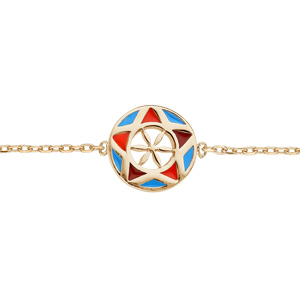 Bracelet en plaqué or chaîne avec pastille étoile colorée 16+3cm - Vue 1