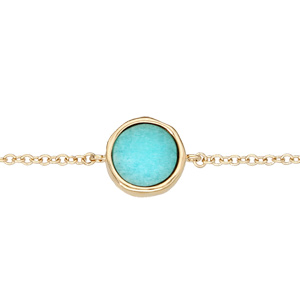 Bracelet en plaqué or chaîne avec pastille ronde avec Amazonite véritable 16+2cm - Vue 1
