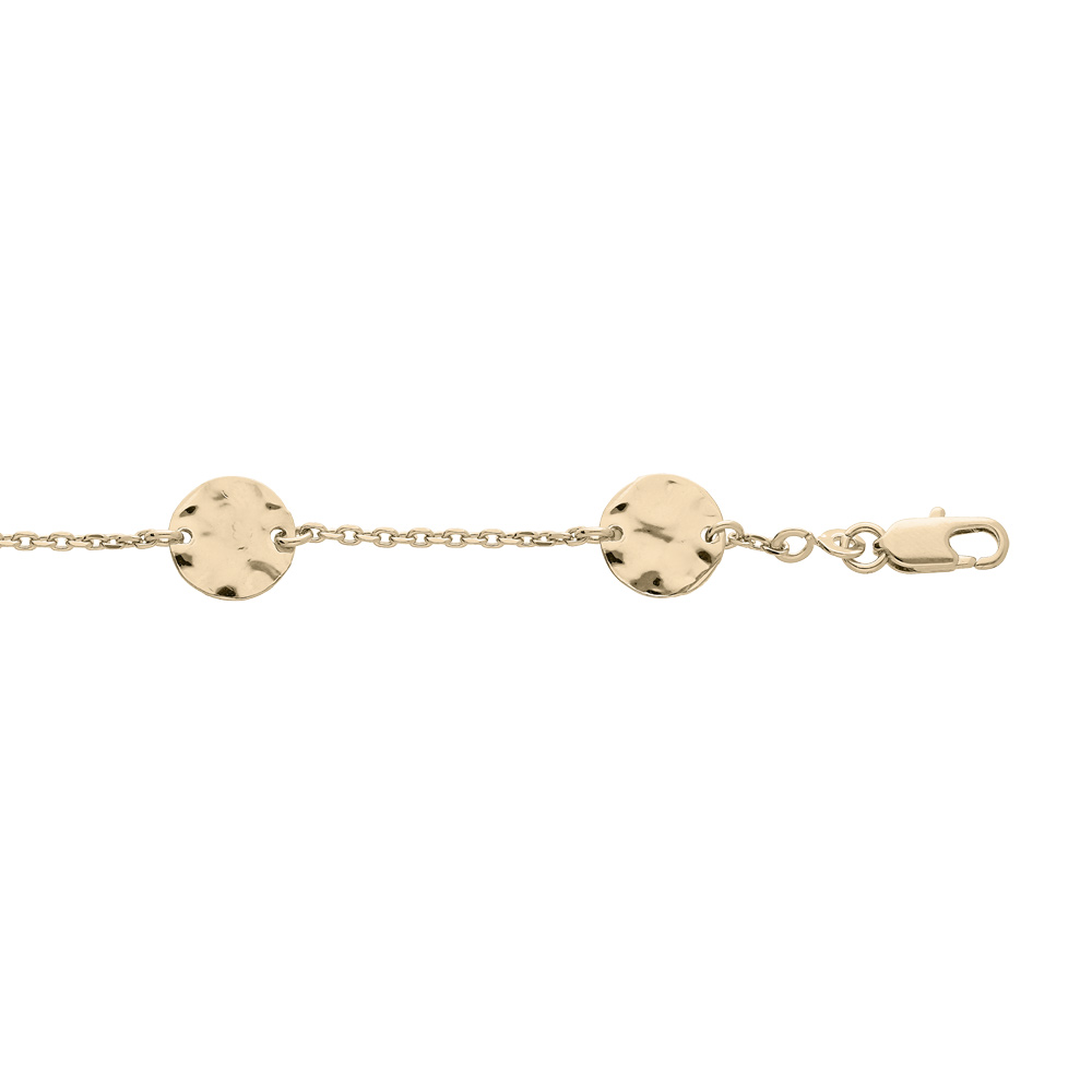 Bracelet en plaqu� or cha�ne avec pastilles martel�es 15+3,5cm - Vue 1