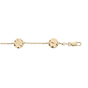 Bracelet en plaqu or chane avec pastilles marteles 15+3,5cm - Vue 1