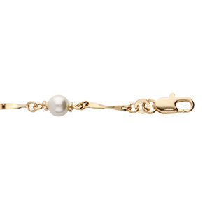 Bracelet en plaqu or chane avec perles blanches 16+3cm - Vue 1