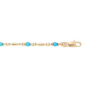 Bracelet en plaqué or chaîne avec perles bleues 16+3cm - Vue 1